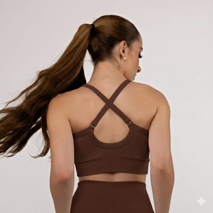 Top Canelado Alças Cruzadas