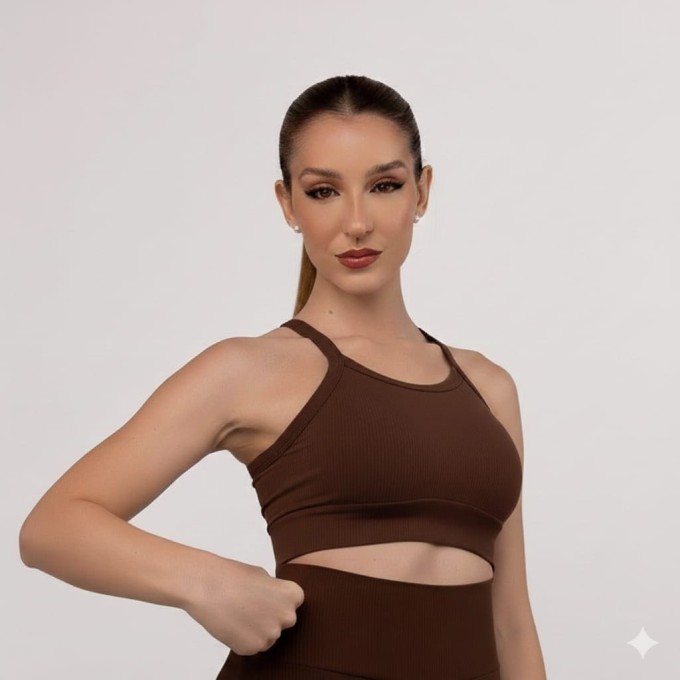 Top Canelado Alças Cruzadas