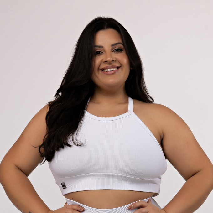 Top Canelado Plus Size Alças Cruzadas