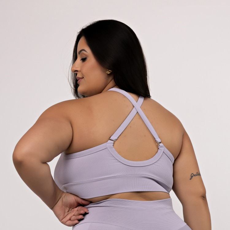 Top Canelado Plus Size Alças Cruzadas