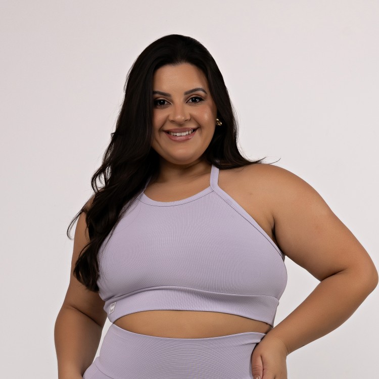 Top Canelado Plus Size Alças Cruzadas