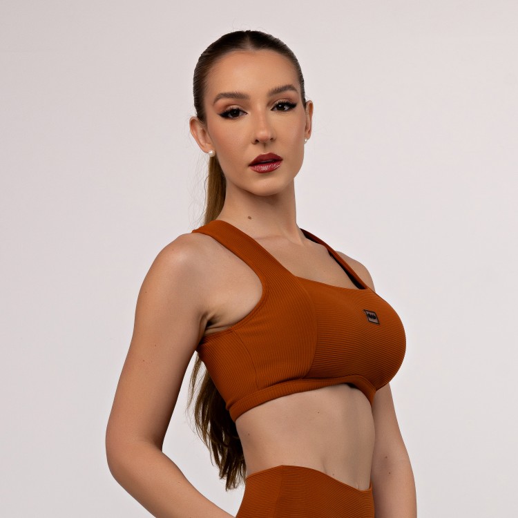 Top Cropped Canelado Decote Reto