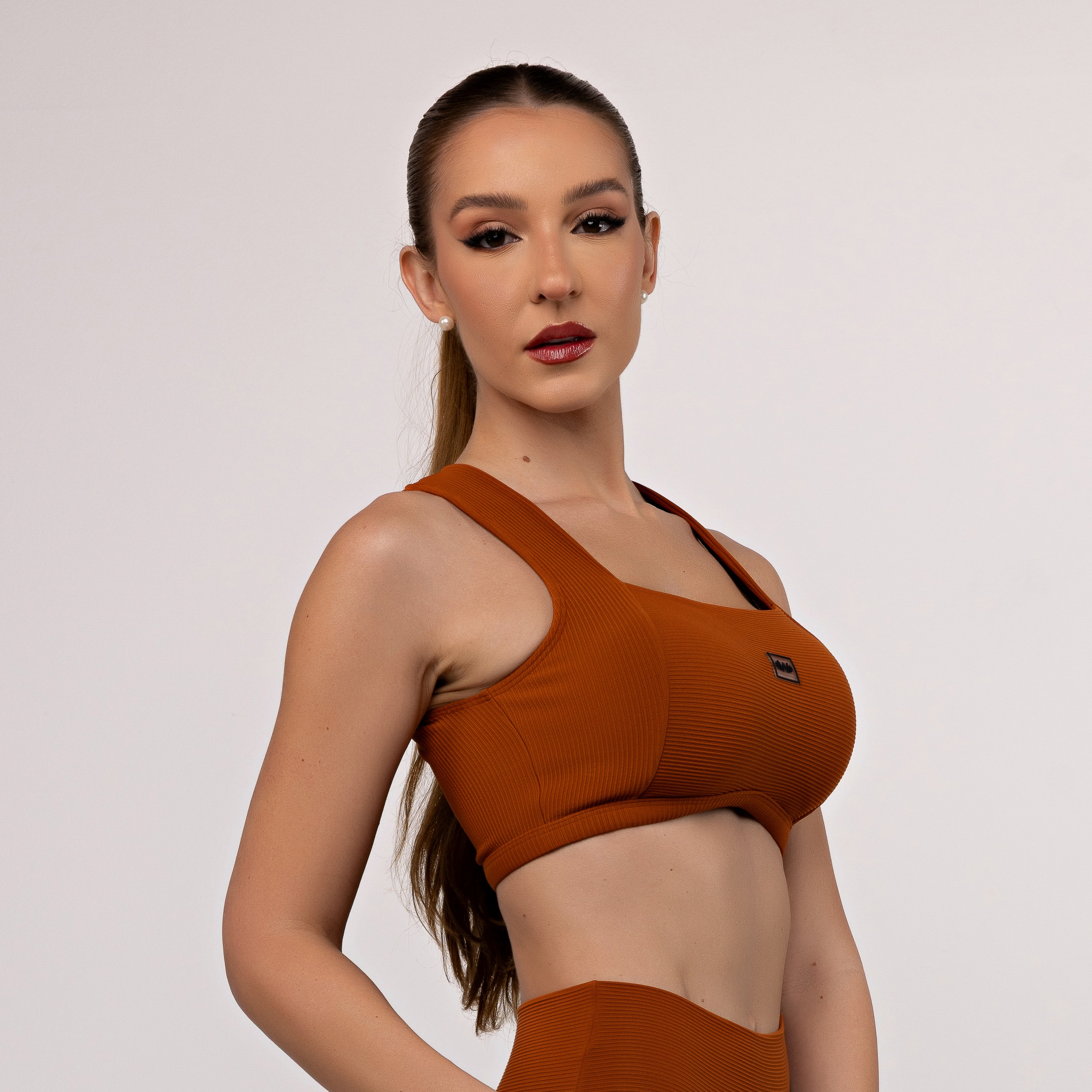 Top Cropped Canelado Decote Reto