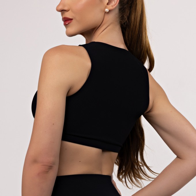 Top Cropped Canelado Decote Reto