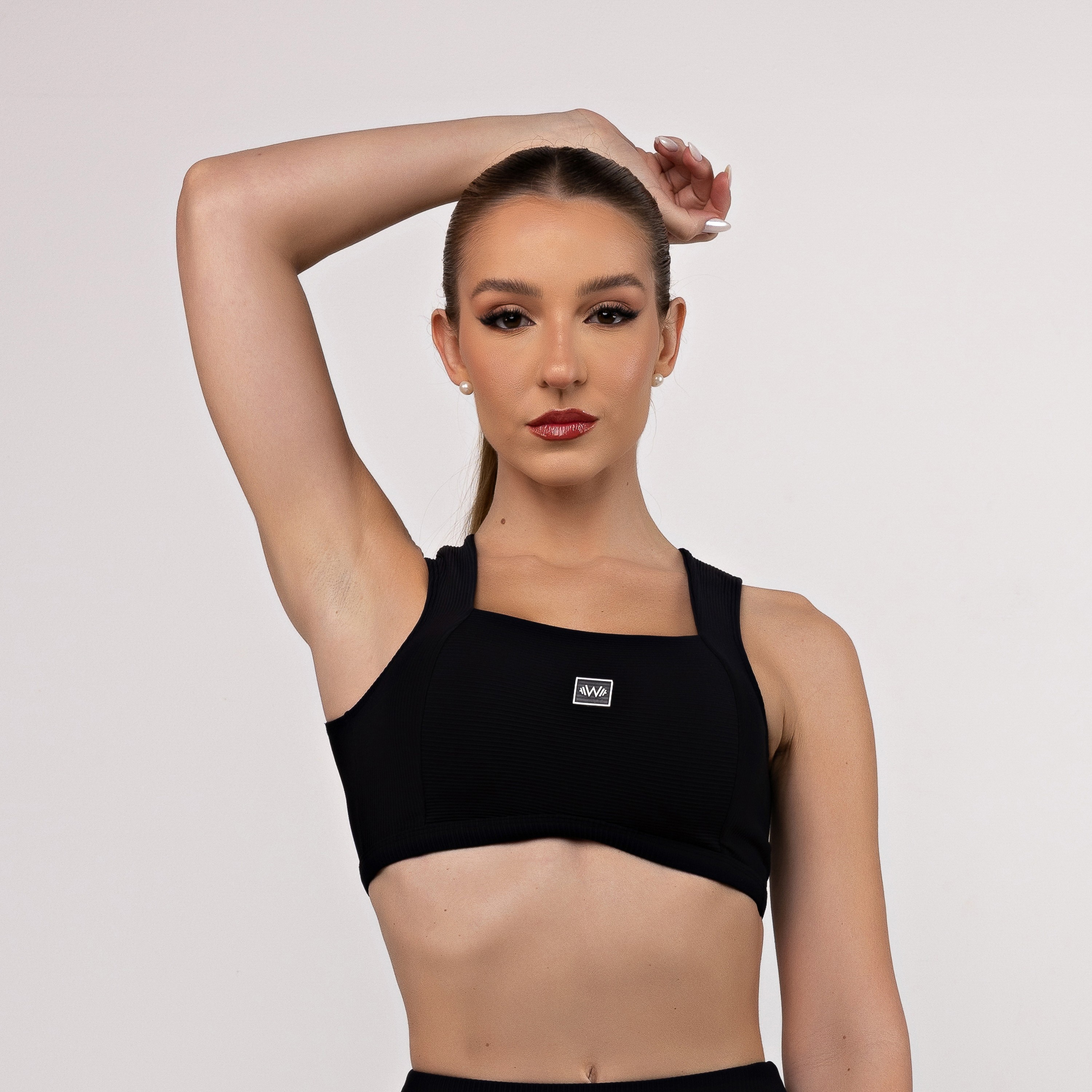 Top Cropped Canelado Decote Reto