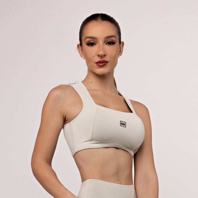 Top Cropped Canelado Decote Reto