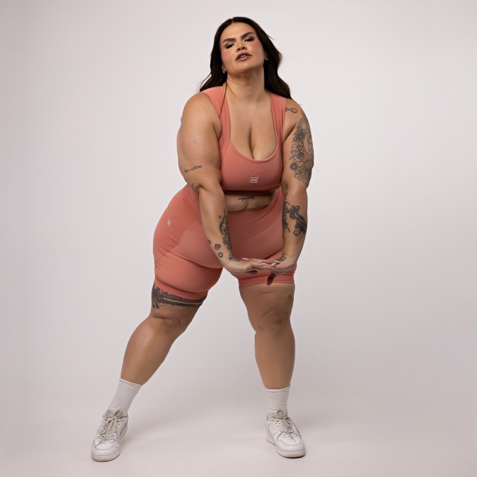 Top Cropped Canelado Plus Size Decote Reto