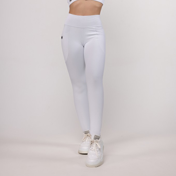 Calça Legging Canelada com Bolso
