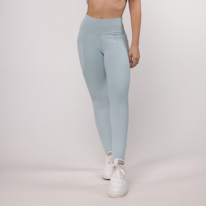 Calça Legging Canelada com Bolso