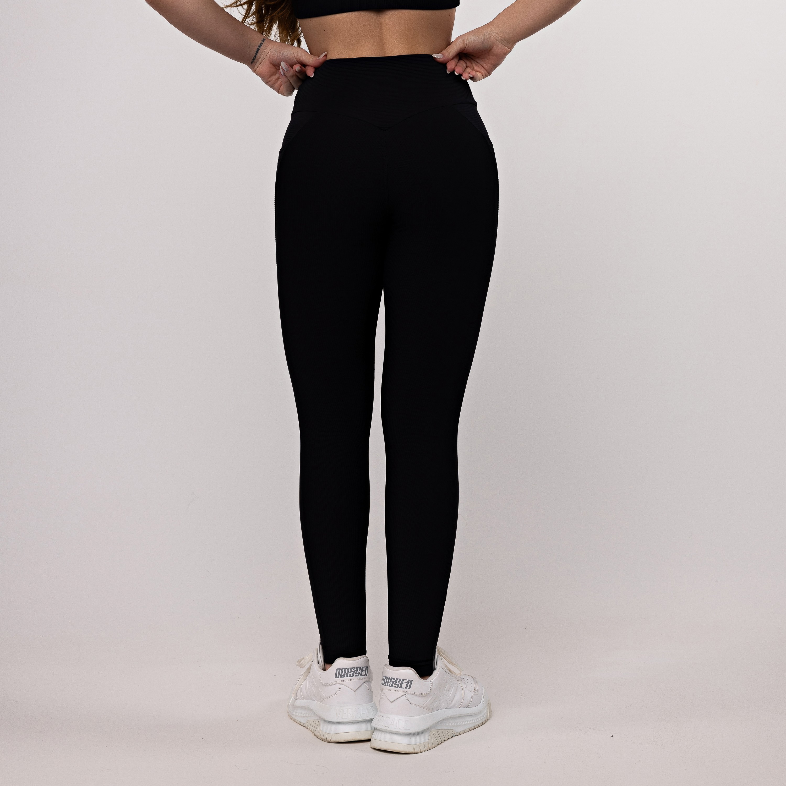Calça Legging Canelada com Bolso