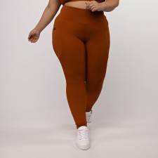 Calça Legging Plus Size Canelada com Bolso