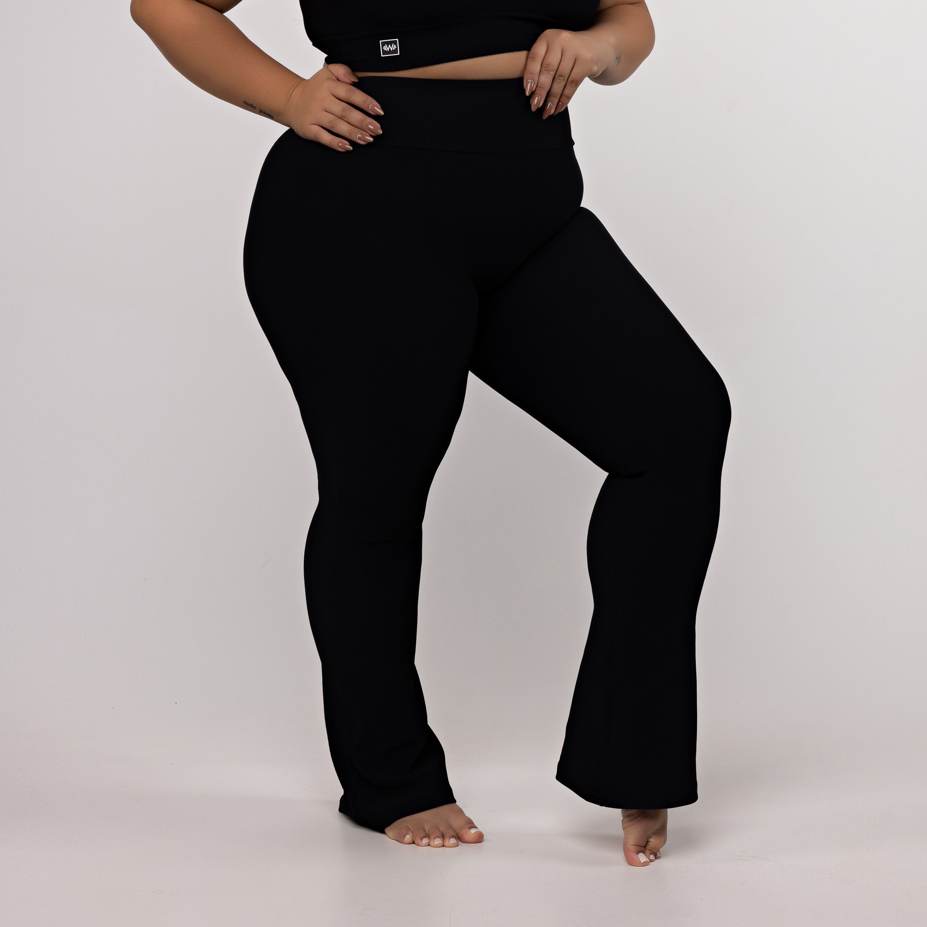 Calça Legging Flare Plus Size Canelada - Power Fit
