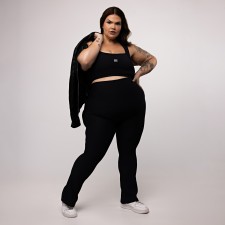 Calça Legging Flare Plus Size Canelada