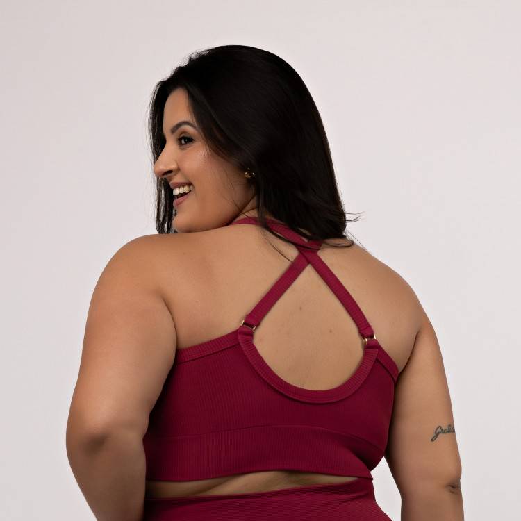 Top Canelado Alças Cruzadas Plus Size - Power Fit
