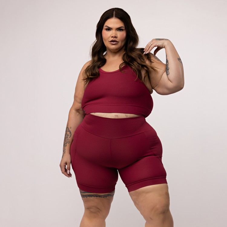 Top Canelado  Alças Cruzadas Plus Size