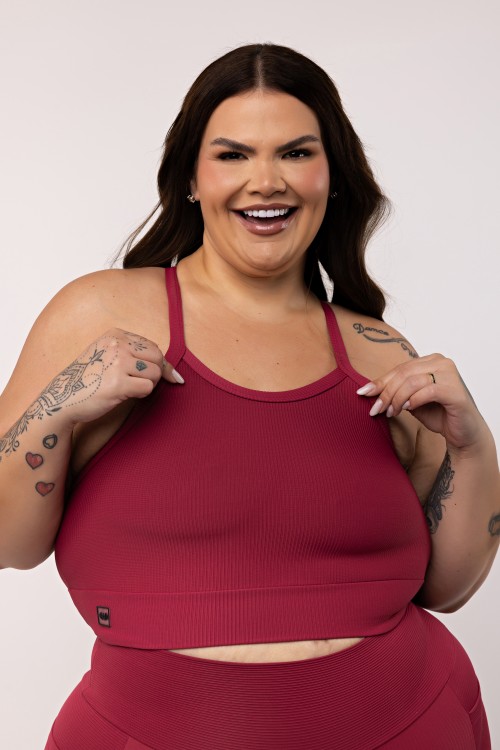 Top Canelado  Alças Cruzadas Plus Size
