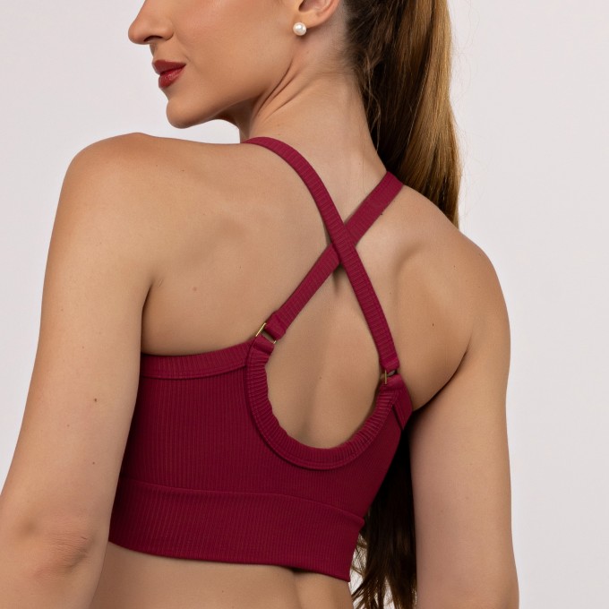 Top Canelado Alças Cruzadas