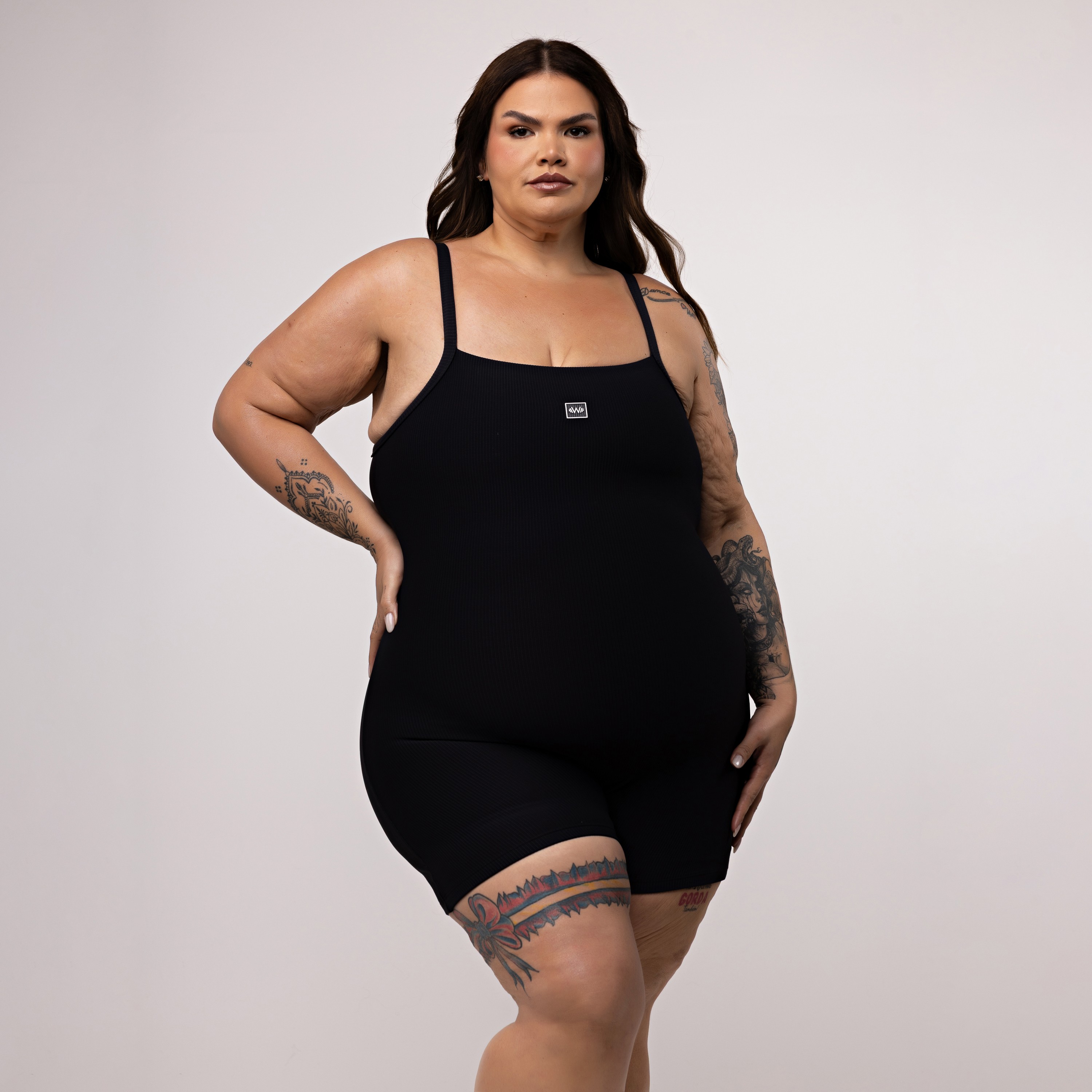 Macaquinho Canelado Alcinha Plus Size - Power Fit