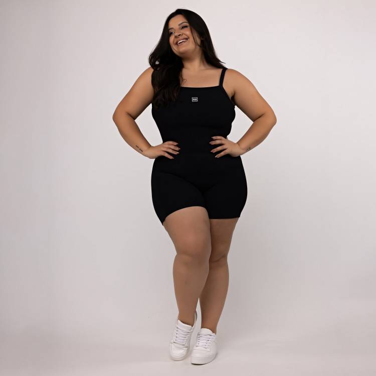 Macaquinho Canelado Alcinha Plus Size - Power Fit