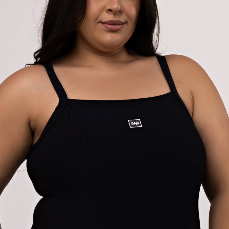 Macaquinho Canelado Alcinha Plus Size - Power Fit