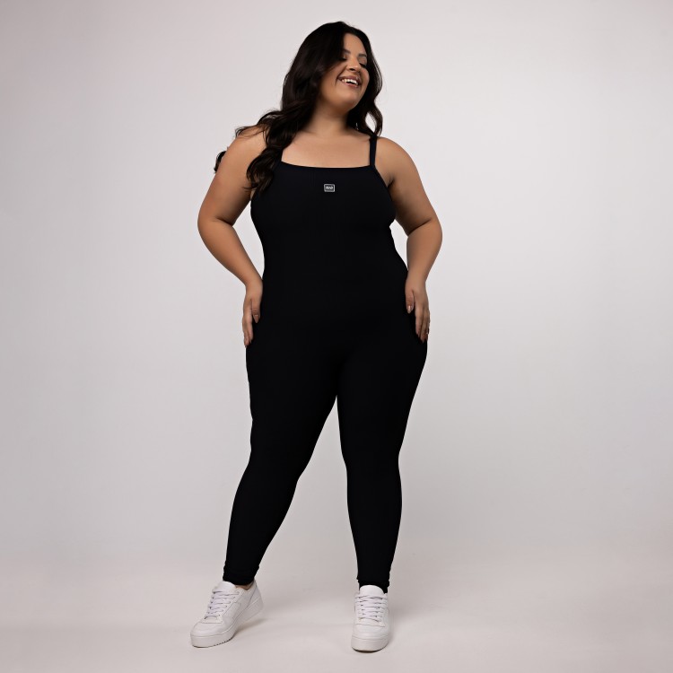 Macacão Canelado Alcinha Plus Size - Power Fit