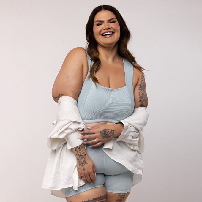 Top Cropped Canelado Plus Size Decote Reto