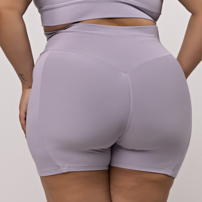 Short Canelado Recorte Plus Size