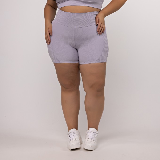 Short Canelado Recorte Plus Size