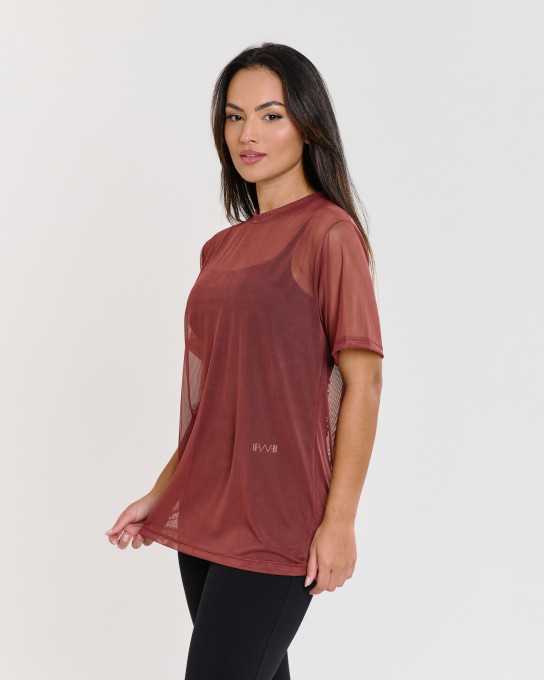 Blusão Power Oversized de Tule Marrom