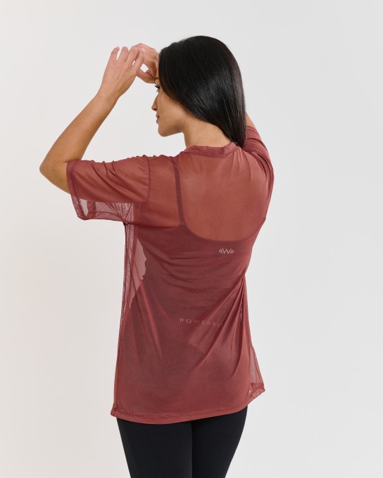 Blusão Power Oversized de Tule Plus Size Marrom