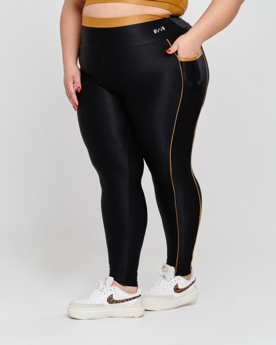 Calça Glow Canelada com Bolso Plus Size Copper