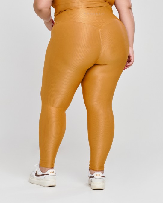 Calça Canelada Recorte V Plus Size Copper