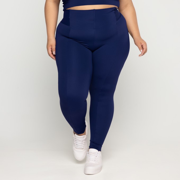 Calça Recortes Montaria Plus Size Marinho