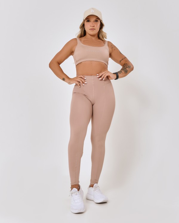 Calça Recortes Montaria  Nude