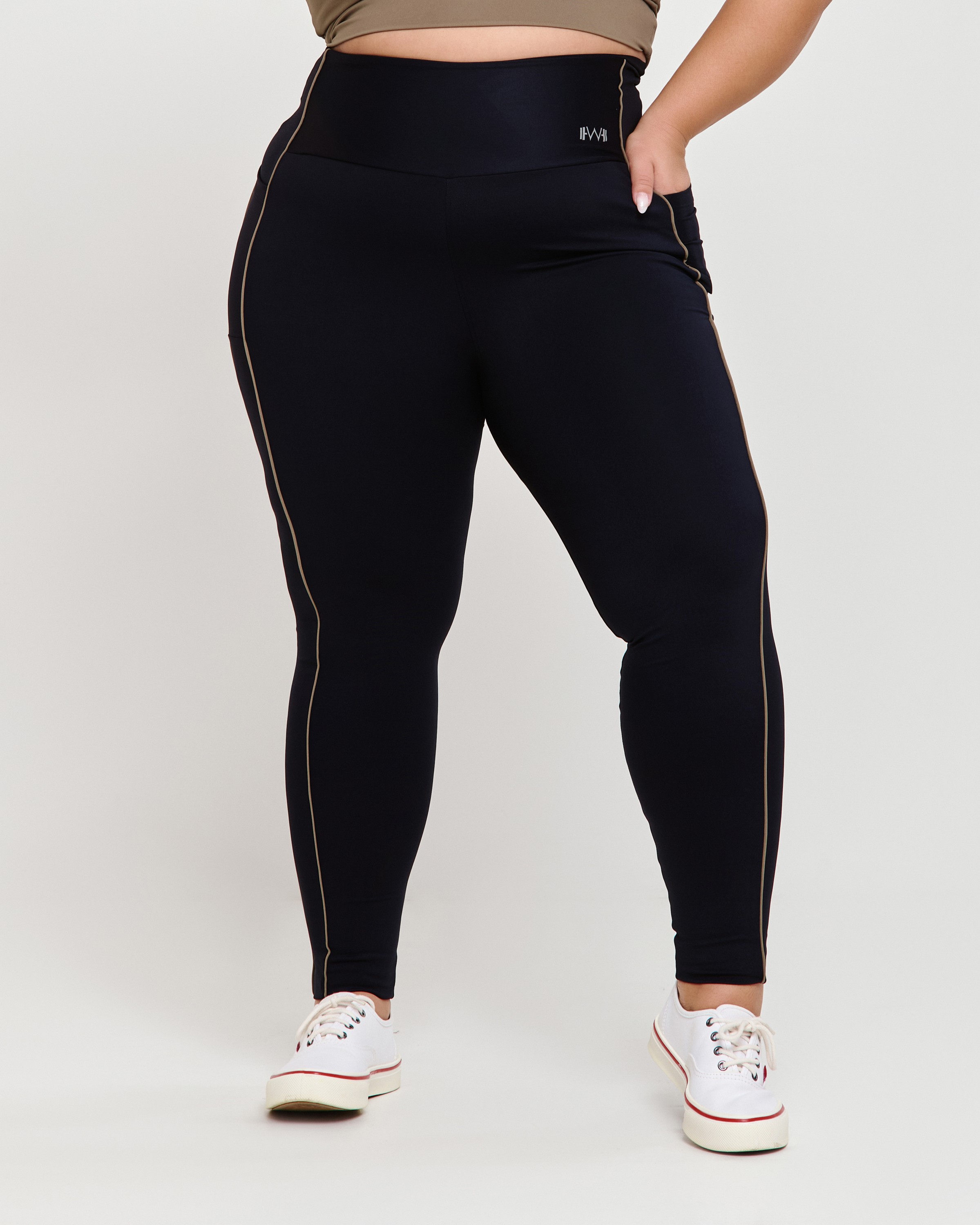 Calça Vivo com Bolso Plus Size Preta - Power Fit
